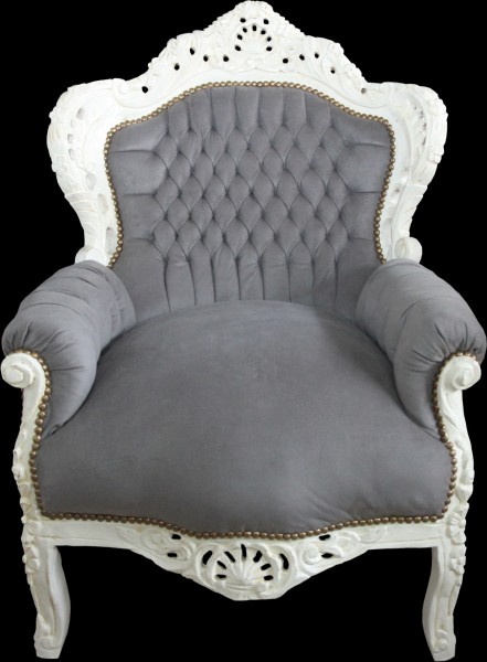 Casa Padrino baroque Fauteuil "King" Gris / Blanc Antique - meubel - mobilier