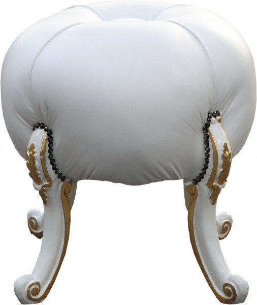 Casa Padrino baroque Tabouret Mod2 - tabouret rond - Tabouret Ball - Blanc / Or - Meubles baroque