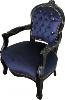 Chaise Casa Padrino royale baroque bleu / Noir avec strass Bling Bling - Meubles pour enfants