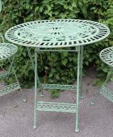 Meubles Art Nouveau Jardin Set style vert antique - 1 table, 2 chaises - meubles de jardin en métal