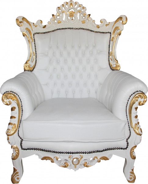 Fauteuil Casa Padrino baroque Al Capone Blanc / Or Mod2 - Limited Edition