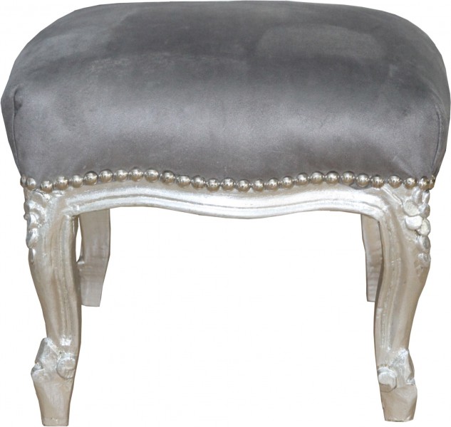 Casa Padrino baroque ottoman Gris / Argent - Meubles antiques - Tabouret