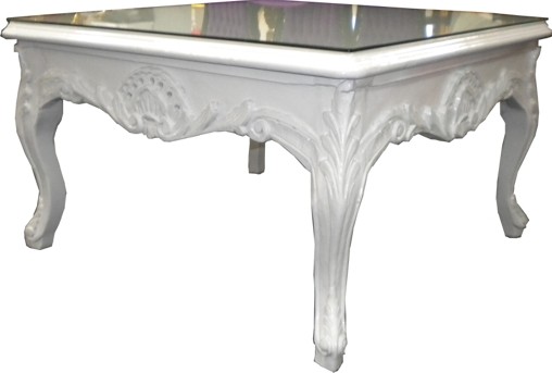 Casa Padrino table basse baroque Blanc 80 x 80 cm - table basse - Meubles baroque