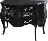 Casa Padrino commode baroque haute brillance noire 122 cm avec des applications en métal argenté - s