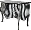 Casa Padrino commode baroque Noir / White Stripes 122 cm avec des applications de métal d'argent