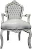 Casa Padrino baroque Dîner chaise blanc avec accoudoirs - mobilier baroque