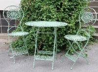 Meubles Art Nouveau Jardin Set style vert antique - 1 table, 2 chaises - meubles de jardin en métal