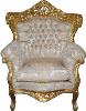 Casa Padrino baroque Fauteuil "King" Mod 2 Crème / Motif Gold / Or avec Bling Bling strass