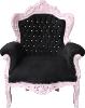 Casa Padrino baroque Fauteuil "King" Noir / Rose avec strass Bling Bling