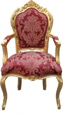 Casa Padrino baroque salle à manger chaise avec accoudoirs Motif Bordeaux / Or