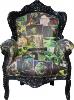 Casa Padrino baroque Fauteuil design dessin Roi / cuir noir meubles de style antique regard - Limite