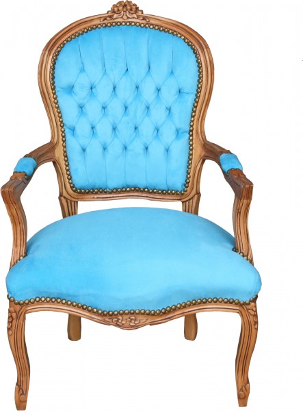 Casa Padrino baroque chaise salon bleu / bois clair