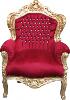 Casa Padrino baroque Fauteuil "King" Bordeaux / or avec strass Bling Bling