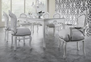 Casa Padrino baroque Dîner réglé blanc / blanc - 6 chaises et une table de salle à manger