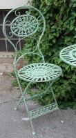 Meubles Art Nouveau Jardin Set style vert antique - 1 table, 2 chaises - meubles de jardin en métal